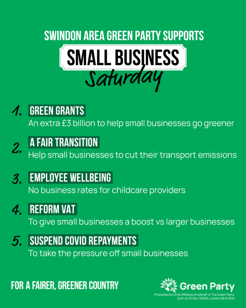 Swindon Greens call for small business help 