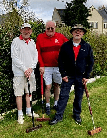 From left: Swindon Croquet Club members Tony Mayer, Clive Smith and Steve Hares at the charity One Ball competition at Kington Langley in aid of the British Heart Foundation.