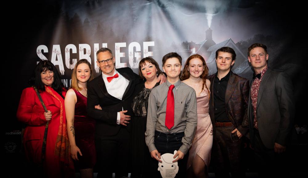 Mark Kenna and his family at the Sacrilege premiere in Leicester Square