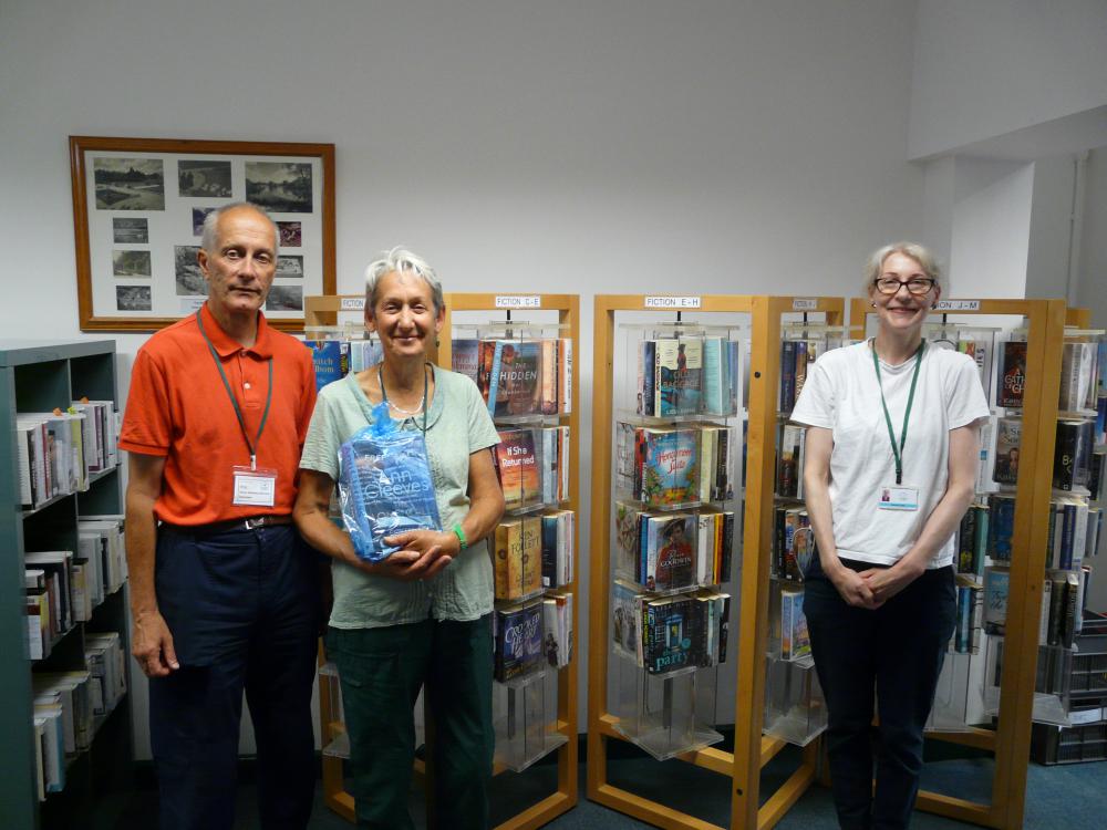 From left: Volunteers Phil Baylay and Jane Caudwell with librarian Deborah Lamb