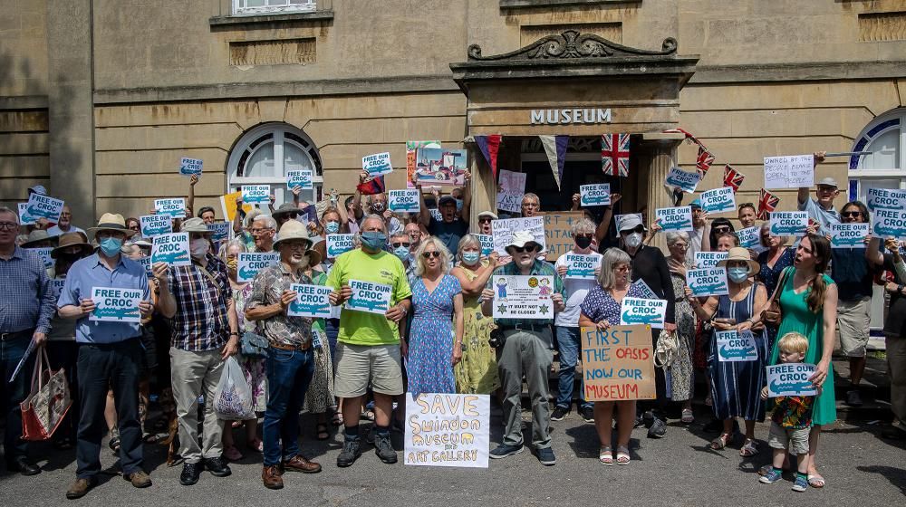 A demonstration against the closure of the museum and art gallery earlier this year