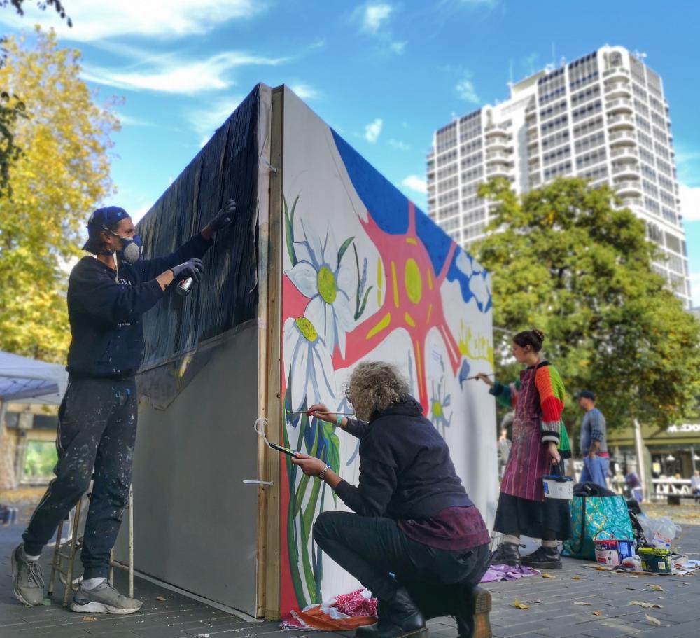 Live painting at Wharf Green - artist here are Peter Cowdy and Jenna Fox