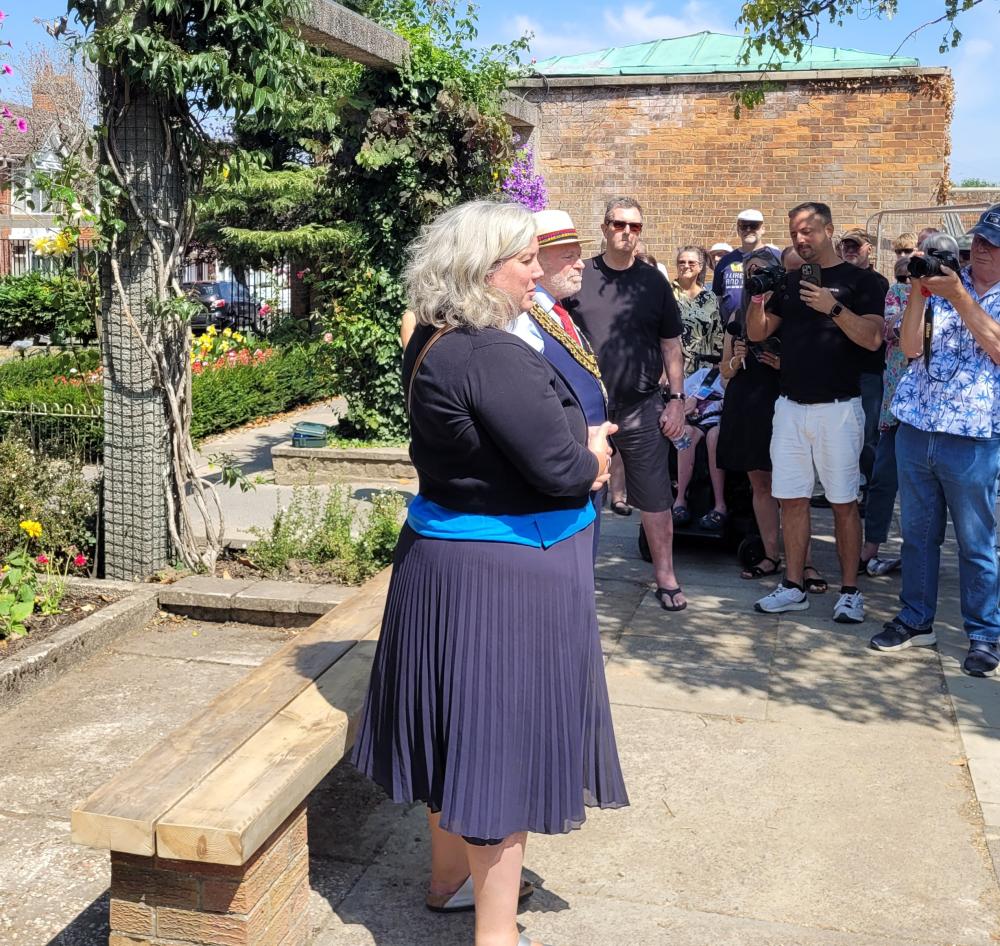 Swindon South MP Heidi Alexander and Mayor of Swindon Cllr Neil Hopkins have speeches before the Mayor performed the unveiling