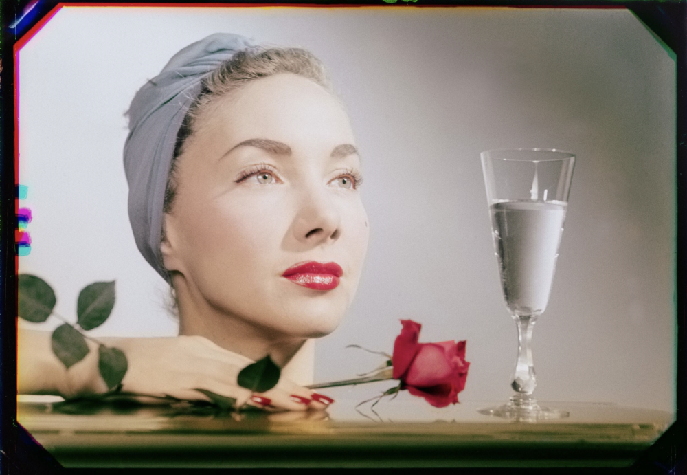 Model with rose for beauty advertisement, Studio Photography, Zurich, Switzerland, 1939. (Magnum Photos Werner Bischof Estate)
