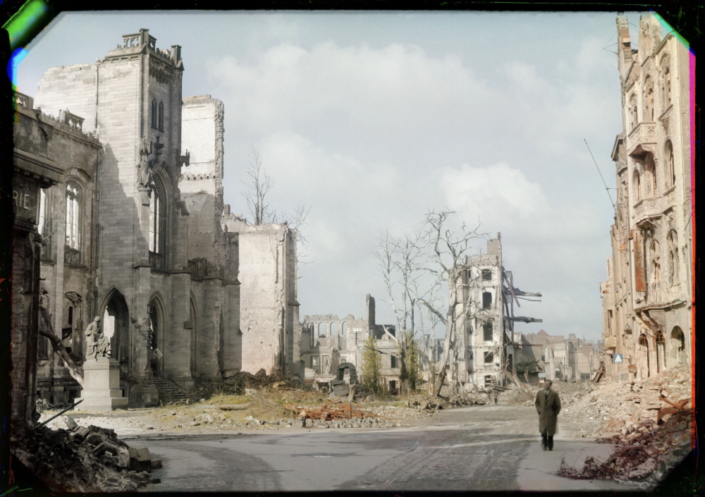 In the ruins of Cologne, Germany, 1946. (Werner Bischof Estate Magnum Photos)