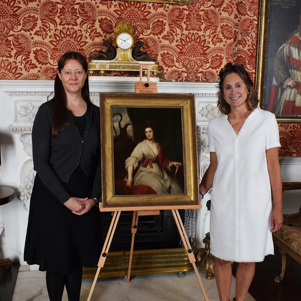 Lydiard House Museum manager Frances Yeo, left, and Chair of the Friends of Lydiard Park, Sarah Finch-Crisp, with the portrait