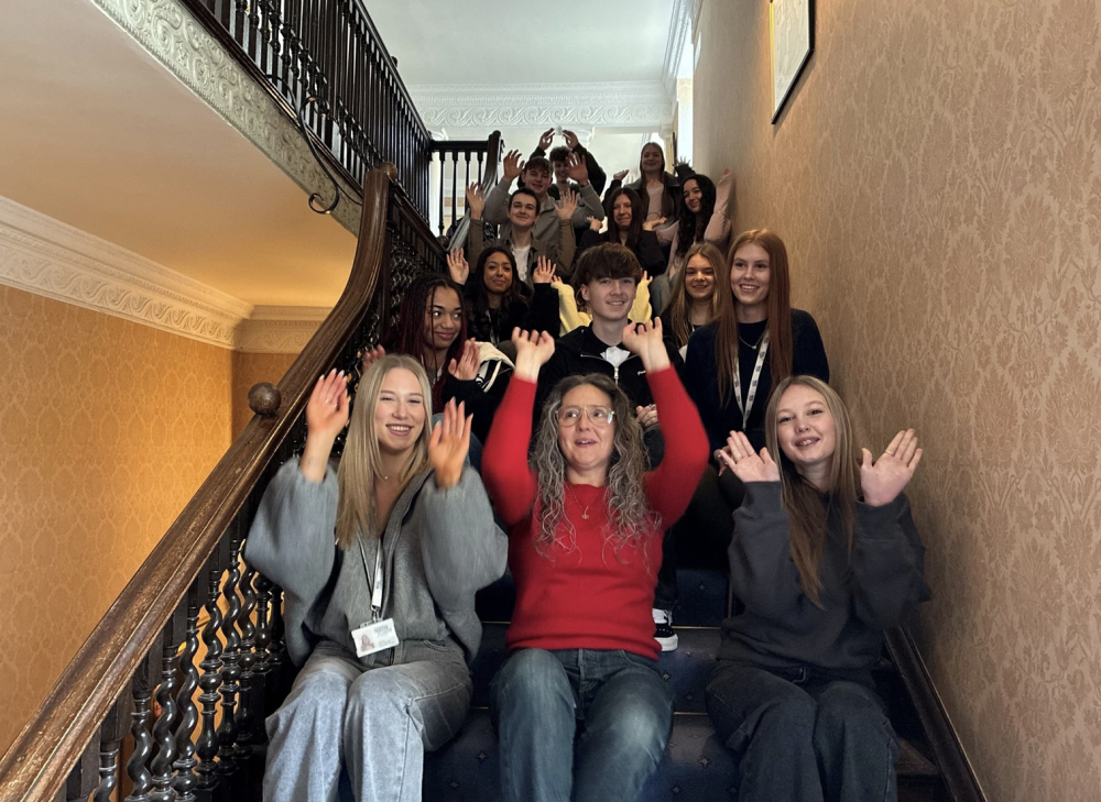  Cllr Marina Strinkovsky with sixth form students from Lydiard Park Academy at Lydiard House