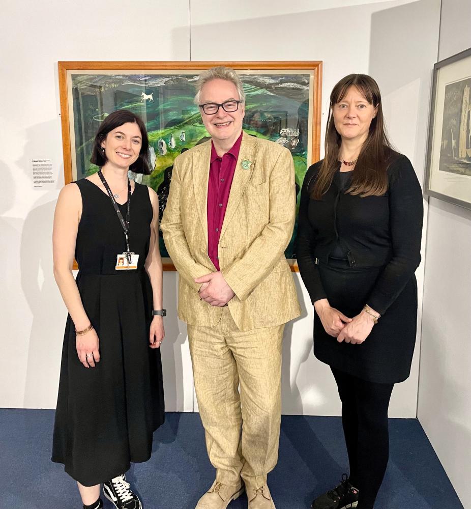 Katie Ackrill, Collections and Exhibitions Officer, Andrew Lambirth, Guest Curator, and Frances Yeo, Swindon Museums Manager, pictured at a private viewing of the exhibition