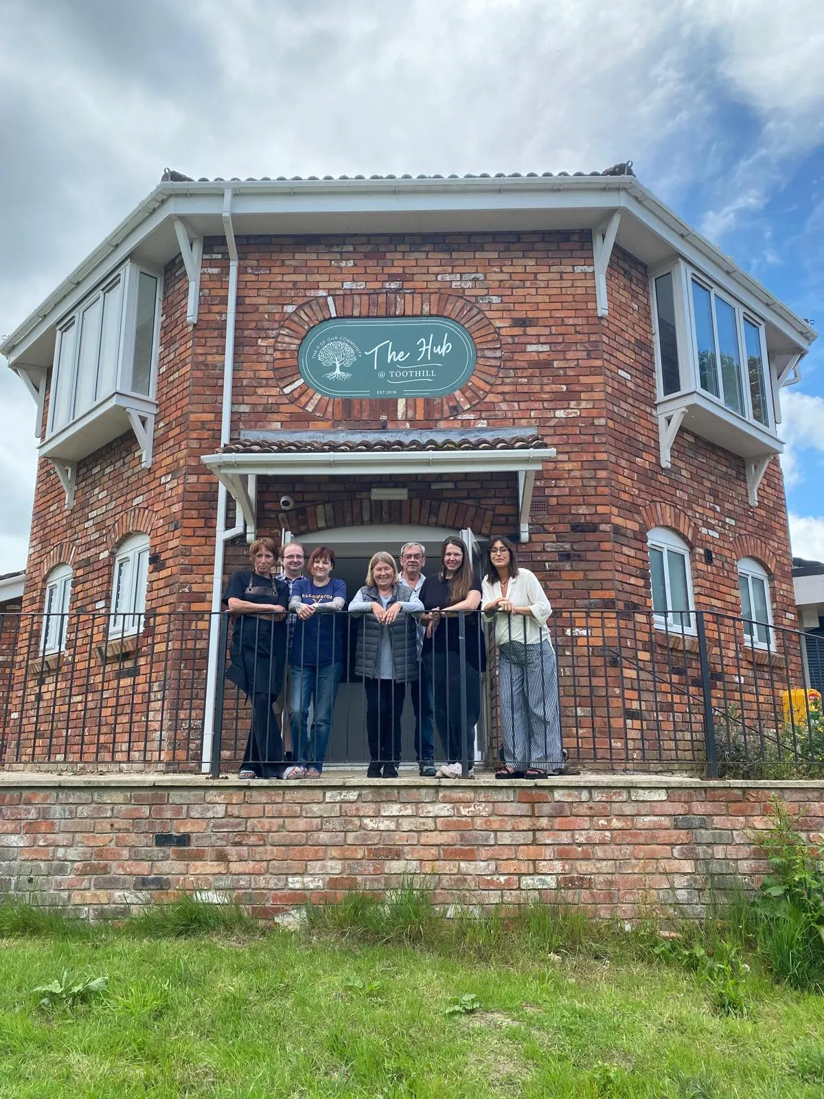 Some of the key figures in the creation of The Hub in Dunwich Drive - from left: Phyllida Richards, Scott Curtiss, Greta Richardson, Kareen Boyd, Peter Egan, Anita Sharp, Jo Vertannes