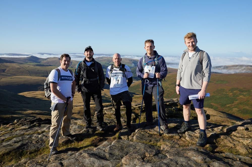 (L-R) Frank Caruso, Kieran Furphy, Ian Gazzard, Tom Legg and Matt Watson from Bloor Homes’ South West region took on the Housebuilder Challenge in the Peak District to raise money for the Youth Adventure Trust Team.