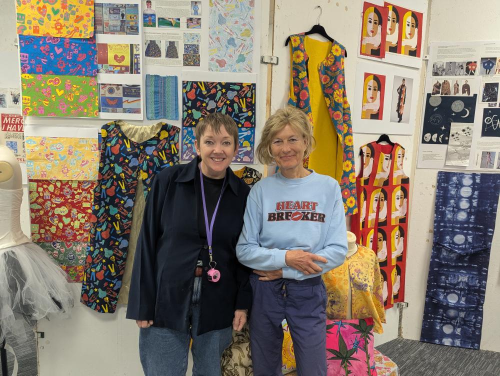 Sue Bardwell, left, of Artsite, with one of the festival helpers