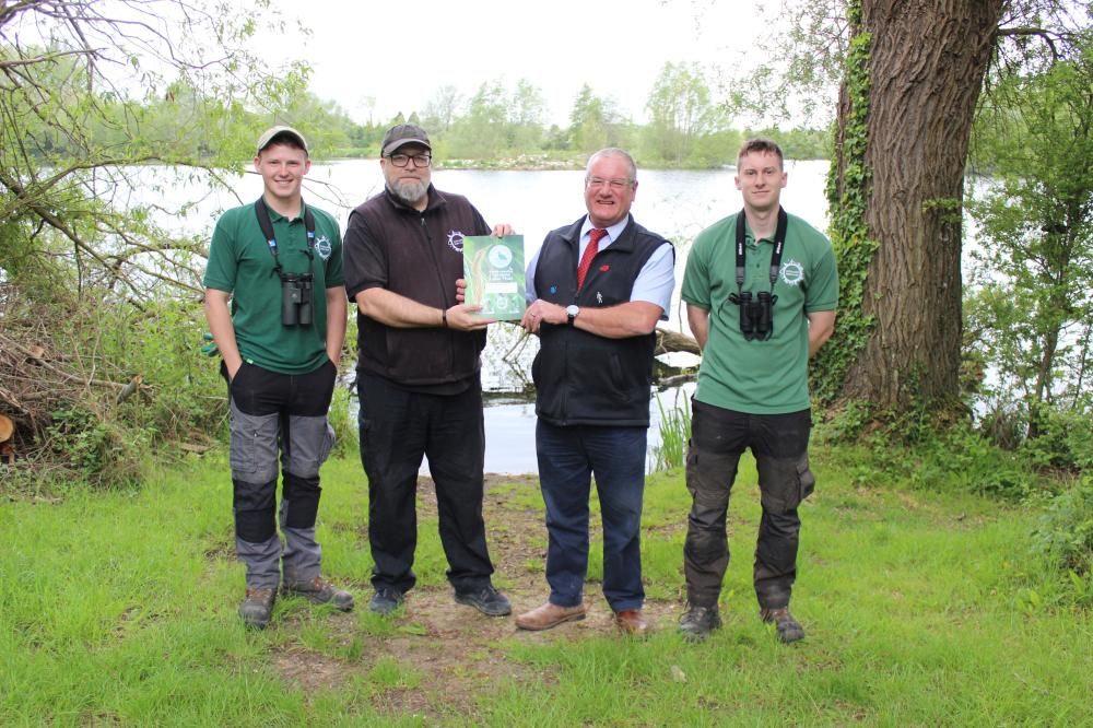 From left: Matt Byrne (Assistant Ranger, CLT), Ben Welbourn (Conservation & Estates Director, CLT), Peter Andrew (Group Director, Hills Quarry Products) and Joe Fell (Ranger, CLT)