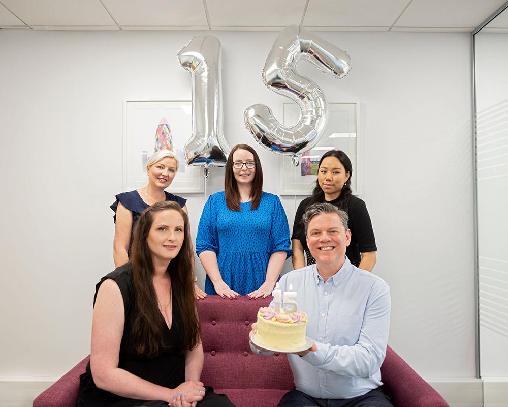 Standing, from left: Geri Hardy, Remi Morland and Drishya Dewan, with Helen Imbusi and Peter Jones