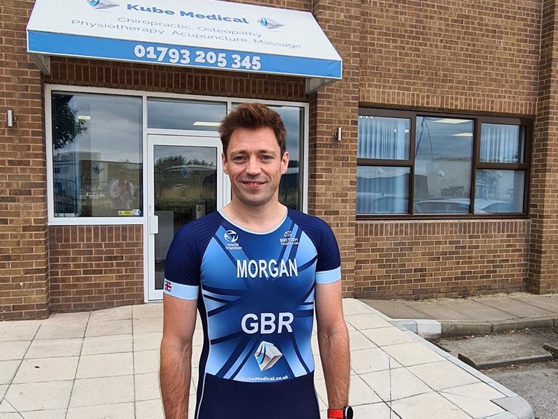 Team GB triathlete Nathan Morgan outside Kube Medical's clinic at Nexus Business Centre