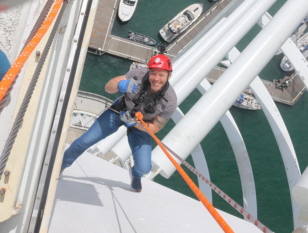 Mike Land abseiled down the Spinnaker Tower during a previous charity fundraising effort