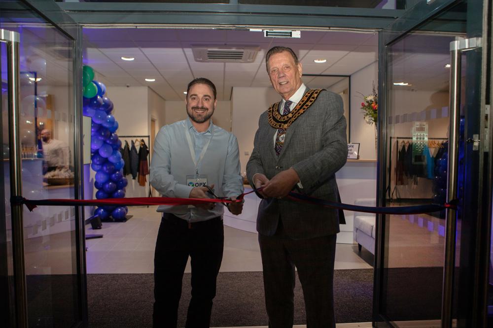 Mayor of Swindon Cllr Garry Perkins with OPX Group chief Lee Hallett