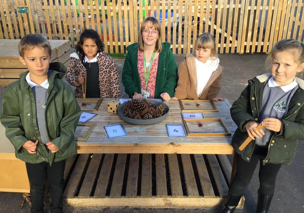 Pupils at Badbury Park Primary School with their new outdoor learning space