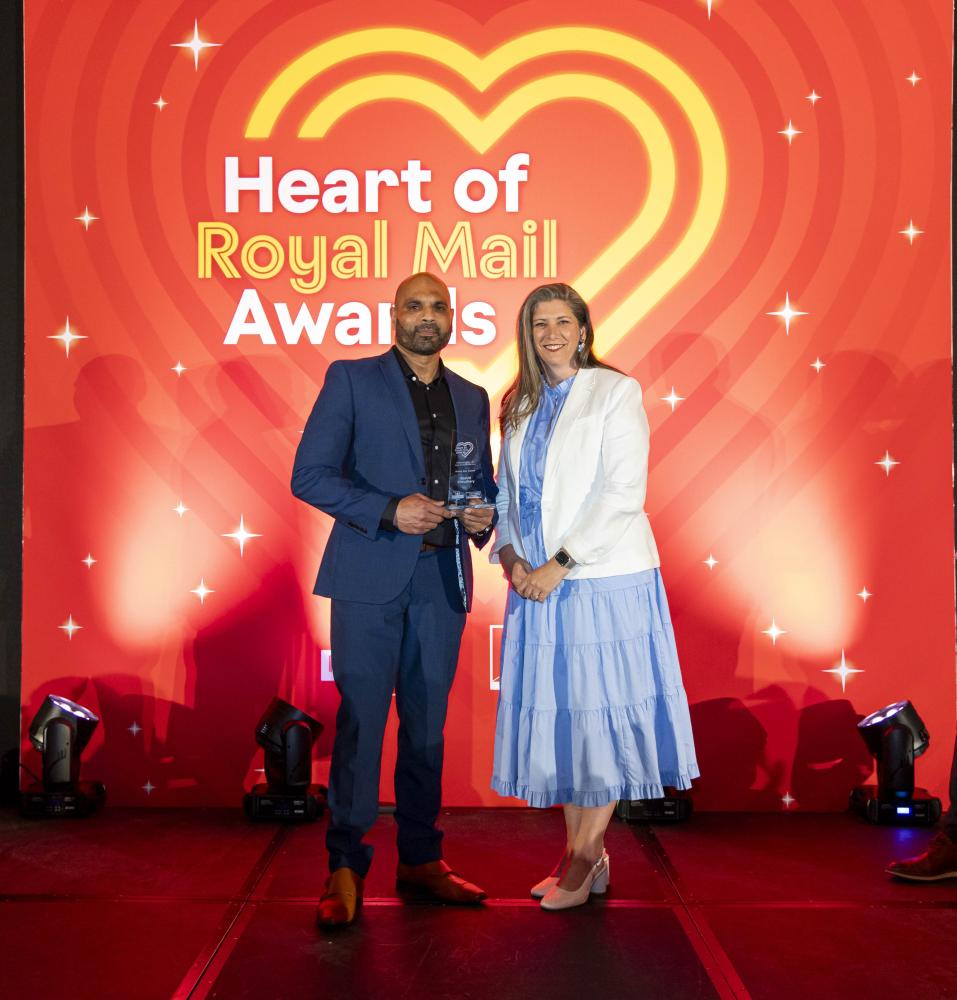Rising Star Award winner Rashid Choudhary and Royal Mail Talent Director Sarah Roche