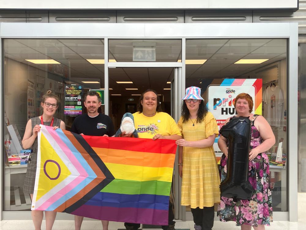 Left, Laura Sackett, of The Brunel Swindon, with members of Swindon & Wiltshire Pride