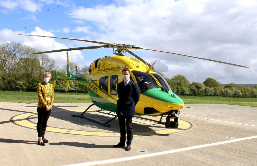 Cas Loudon, Wiltshire Air Ambulance community relationship and volunteer manager, with Alex Chutter, Swindon’s Bus Company general manager