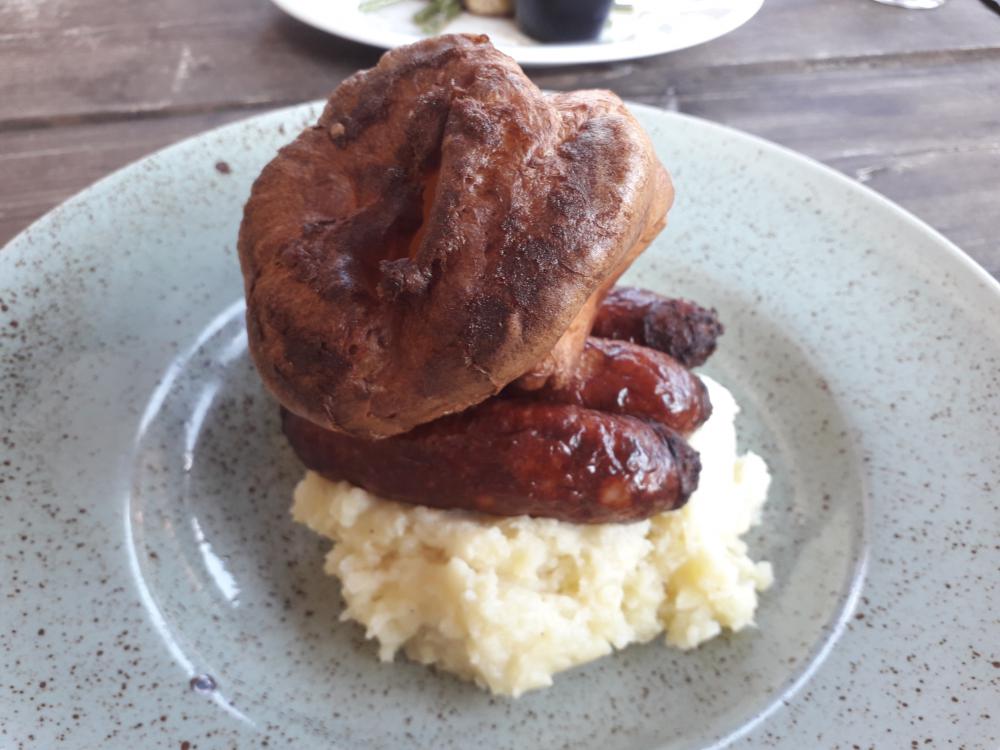 Bangers, mash and Yorkshire pudding came with delicious gravy