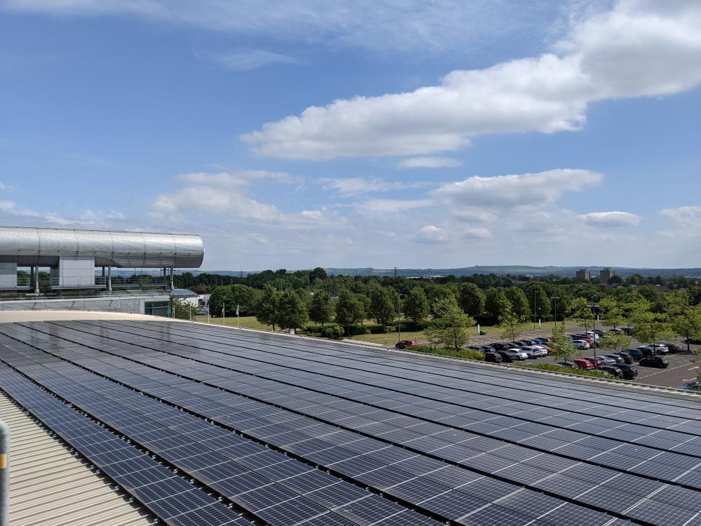 Solar panels on the roof of the firm's base