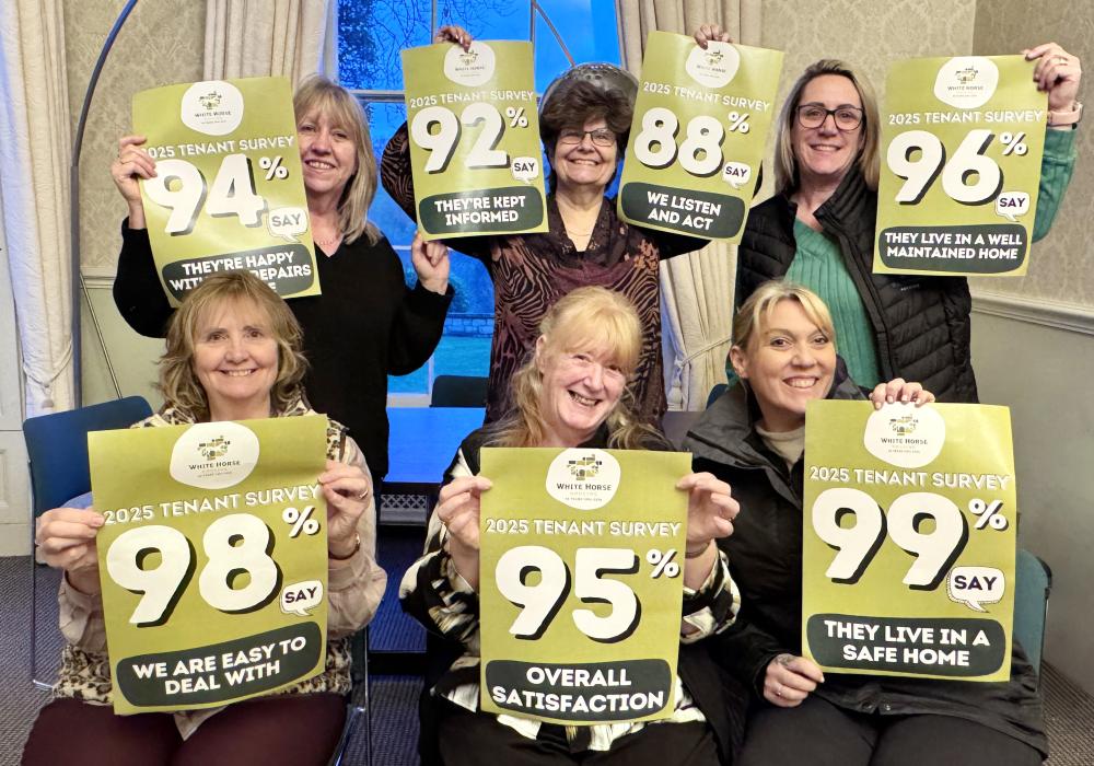 White Horse Housing Association staff with some of the results from the tenant survey