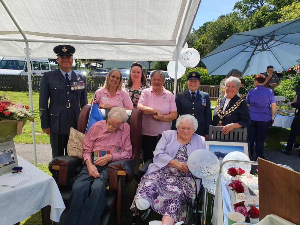 Ruth and Fred with the Mayor, White Lodge staff and RAF reps