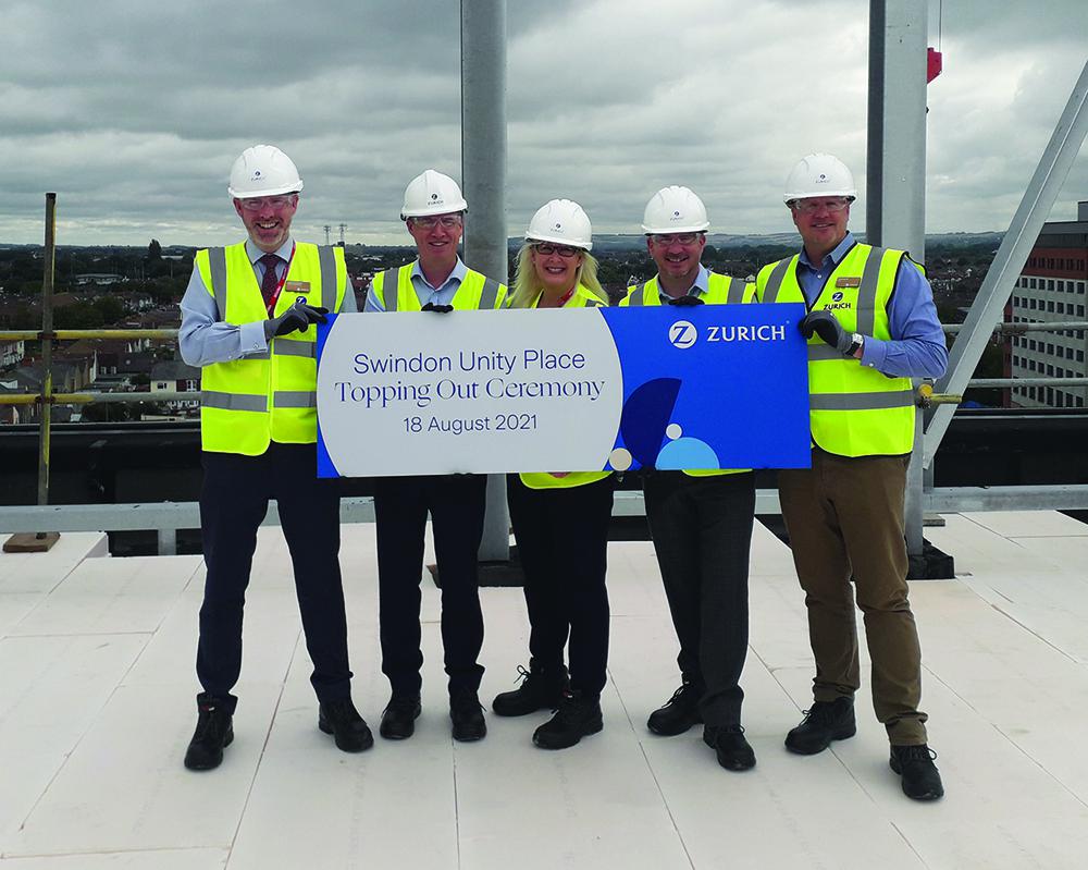 Last year saw the topping out ceremony of Zurich's new Swindon base, and guests included North Swindon MP Justin Tomlinson 
