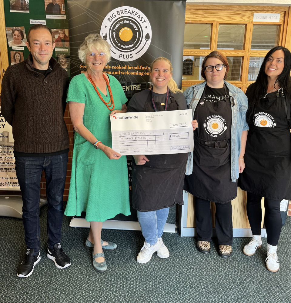 From left: Big Breakfast Plus co-ordinator Wayne Twitchell Service Co Ordinator, trustee Charlotte Mannion, Kayleigh Parker volunteer and Nationwide grant winner, volunteer Franki Walklake and volunteer Nikki Loveday