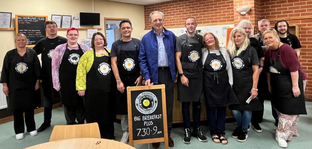 The High Sheriff with volunteers at Big Breakfast Plus