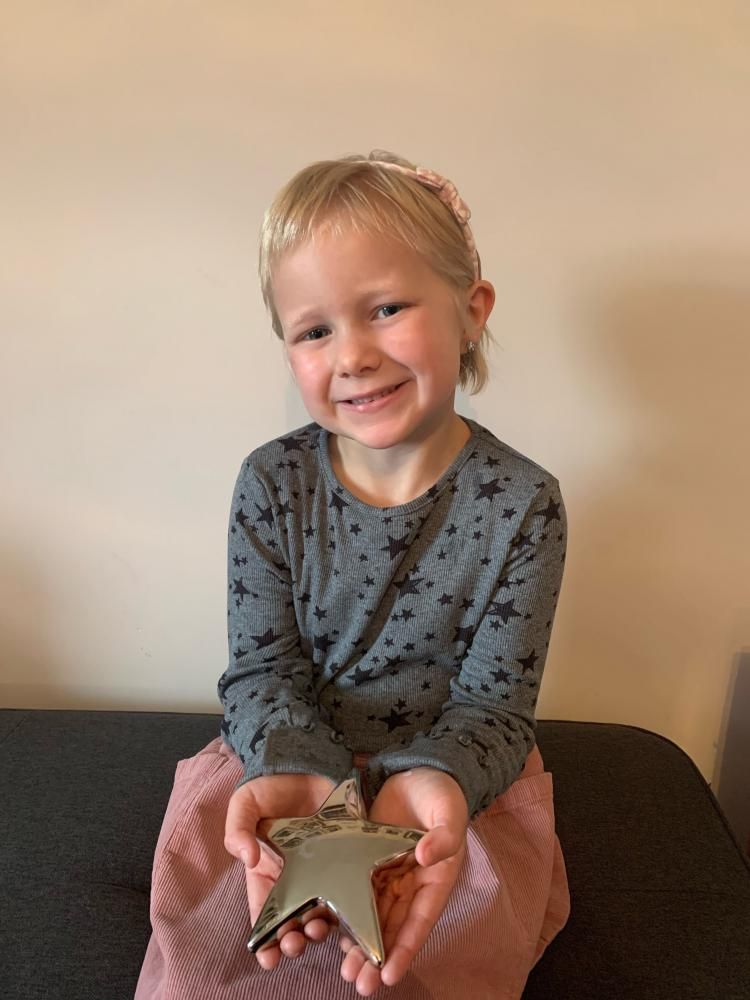 For her courage in facing cancer Avaya Powell, age five, has received a Cancer Research UK for Children & Young People Star Award, in partnership with TK Maxx. 
