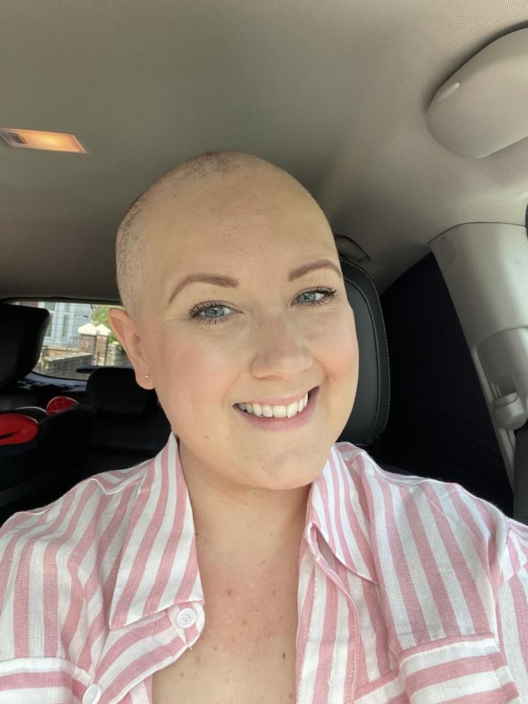 Sarah Gallagher at the start of her Cancer treatment