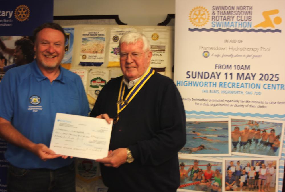 Hydrotherapy pool manager Neil Montgomery, left, and Rotary Club of Swindon North & Thamesdown President Steve Davison