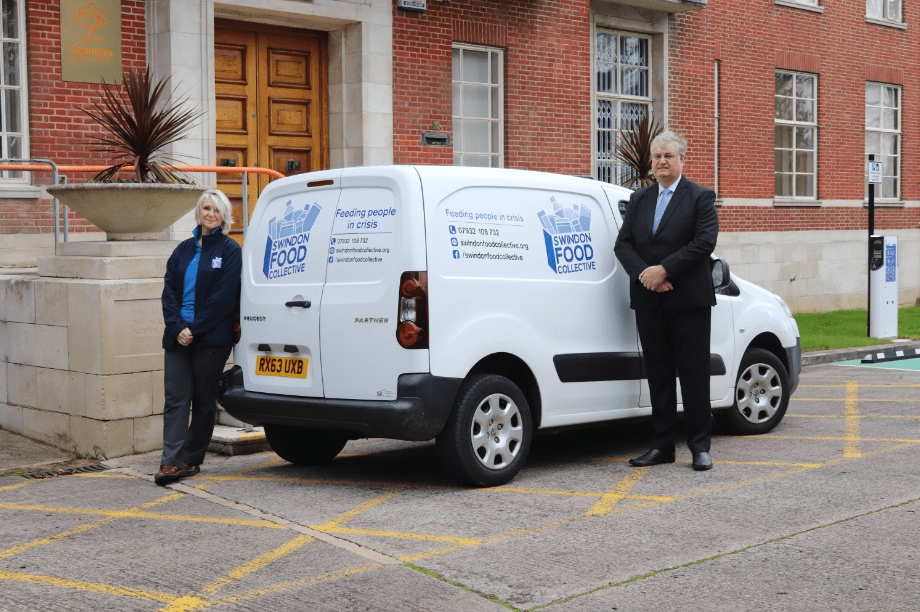 Swindon Food Collective manager Cher Sawyer MBE and borough council leader David Renard