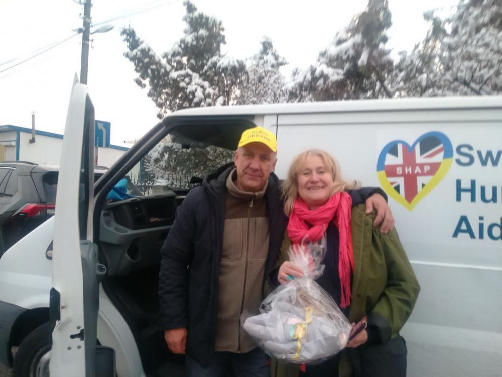 Delivering the van and its cargo of aid