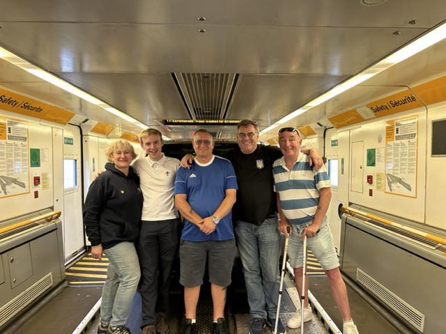 The interior of the medical bus with volunteers including SHAP chair Mike Bowden, second from right