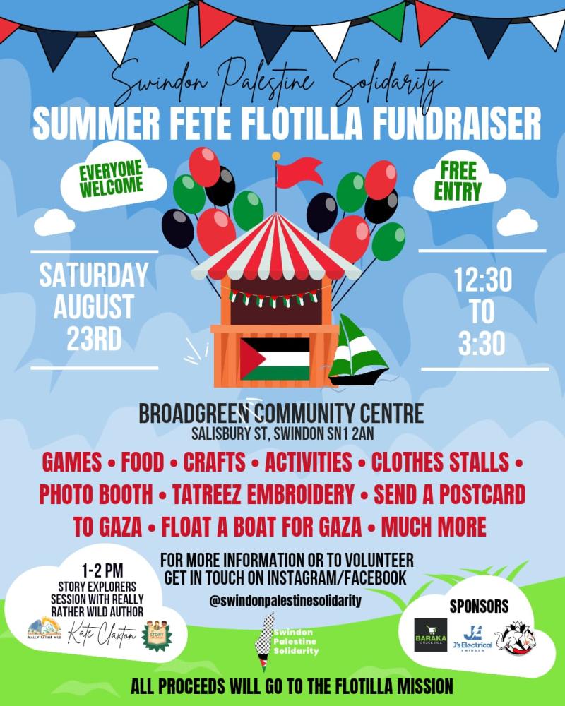 Swindon Palestine Solidarity announce next fundraiser