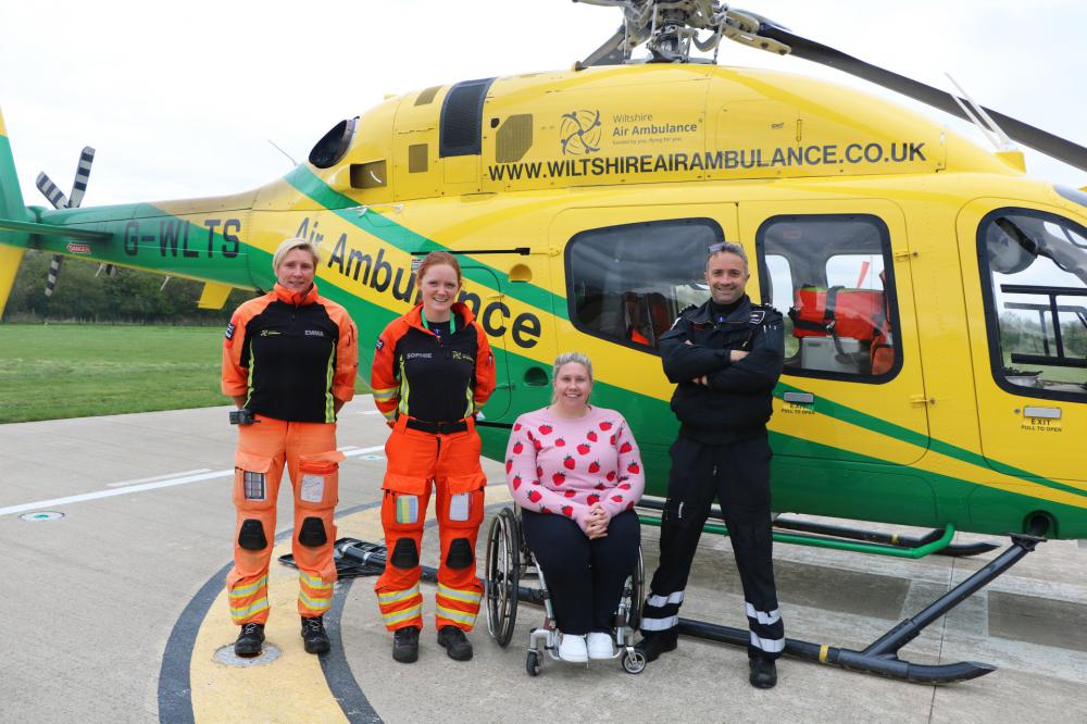 Louise Hunt and some of the Wiltshire Air Ambulance crew members