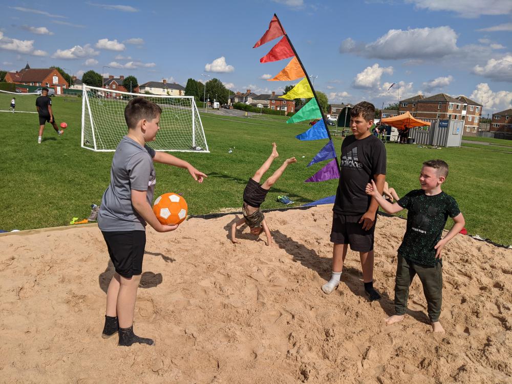 Shine Pinehurst will use £3,000 of High Sheriff’s Fund money to buy an inflatable football pitch after youngsters on the estate came up with the idea