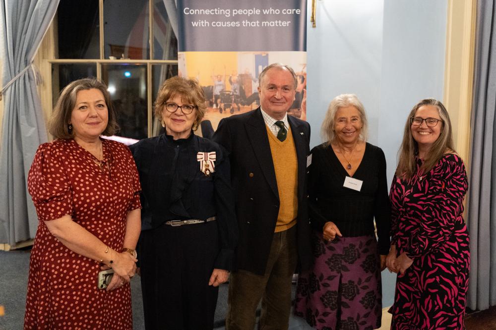 From left: Wiltshire Community Foundation Joint Chief Executive Fiona Oliver, Wiltshire Community Foundation Patrons Dame Sarah Troughton DCVO, John Rendell, and Dame Elizabeth Neville DBE QPM DL, and Wiltshire Community Foundation’s Joint Chief Executive Vicky Hickey