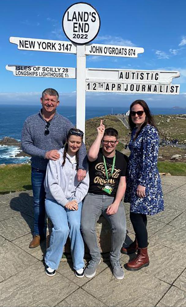 Tyler Ody (pictured middle right) with family on holiday in Cornwall. (L-R) Dad Rich, sister Teagan, mum Samantha