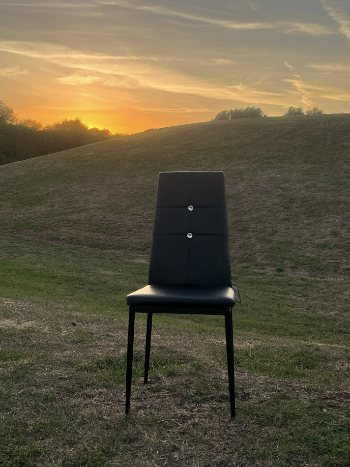 Empty Chair at sunset — photographed at the venue where Lee died