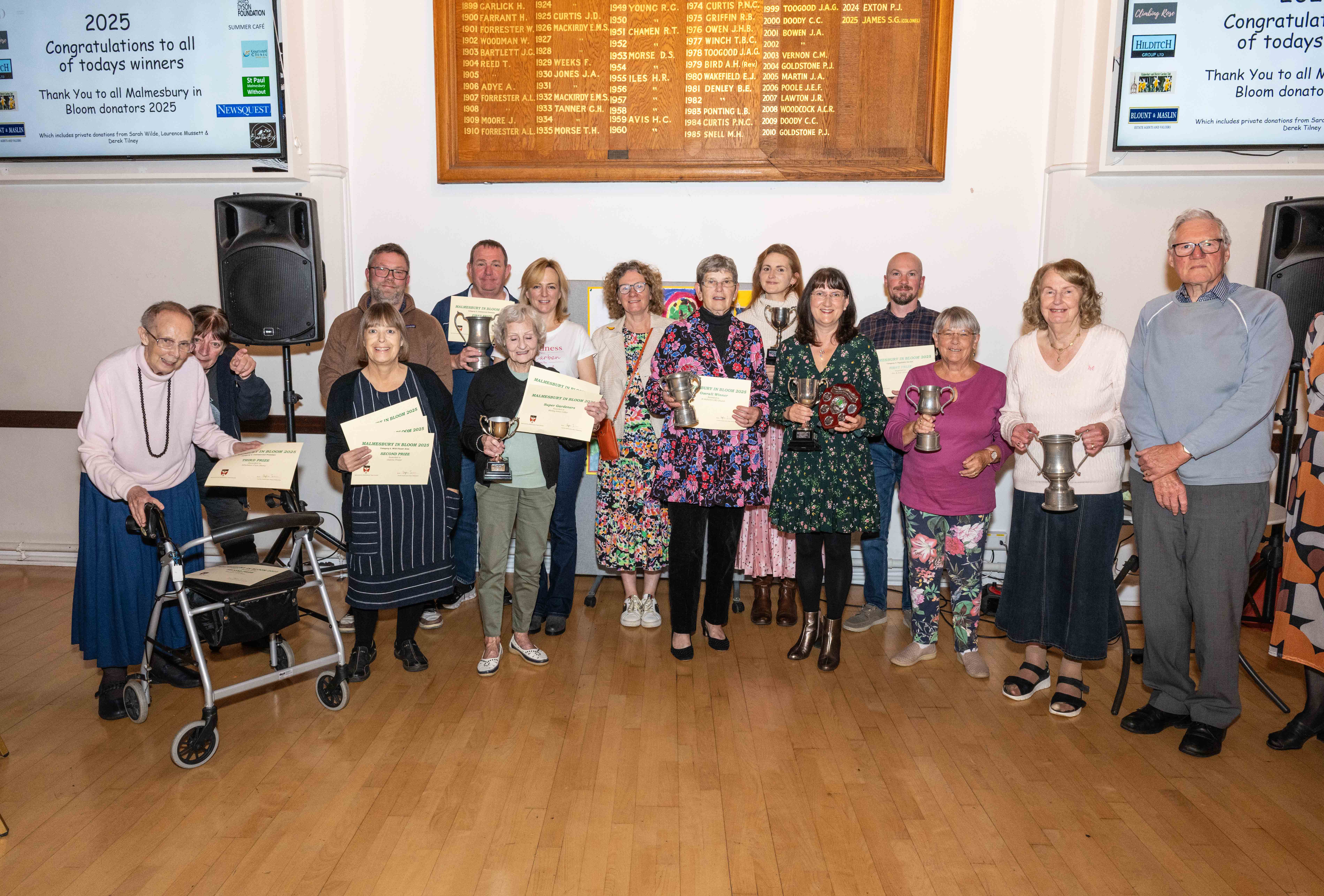 Group photo of winners of the Malmesbury in Bloom competition, photo by Richard Harris