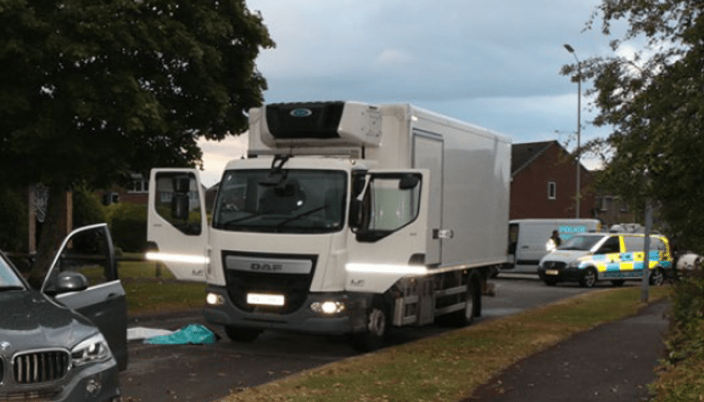 The stolen lorry at the scene