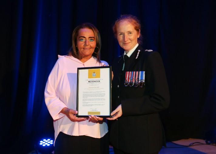 Carmella Carchedi pictured with Chief Constable Catherine Roper