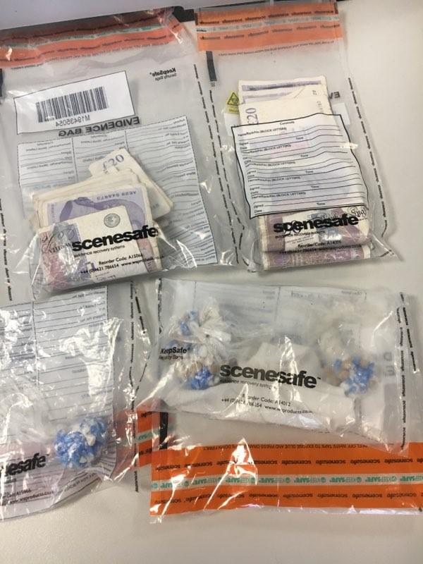 A hundred wraps of Class A drugs seized and two arrested in Walcot