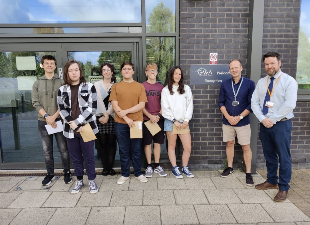 Great Western Acadamy students with Head Teacher Graham Davis and James Stuart, Swindon Borough Council's Head of Services (Quality Education)