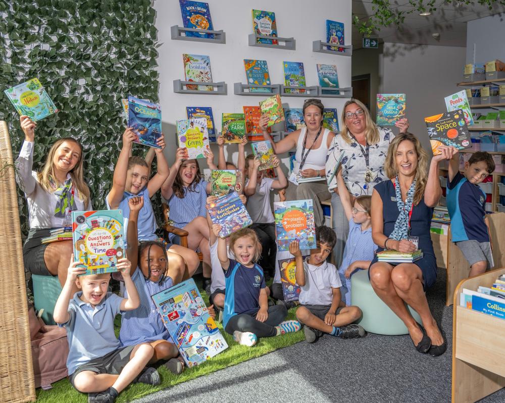 Adults from left: Zoe Barnet, sales adviser from Barratt Homes Bristol, Mrs Connell, English lead, Sharon Bishop, headteacher and Beth Davies, sales adviser from David Wilson Redrow South West
