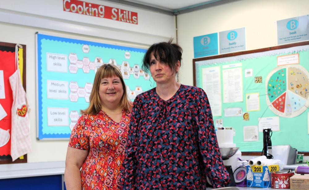 Lawn Manor Academy's Sarah Smith with German teacher Jeannette Thurner